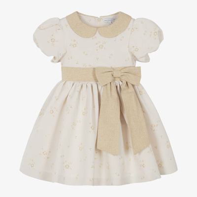 Beatrice & George Babies' Girls Ivory Floral Jacquard Dress