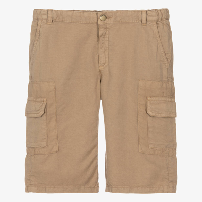 Bonpoint Teen Boys Beige Lyocell Cargo Shorts
