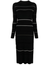 Proenza Schouler Rachel Striped Button-side Rib Midi Sweater Dress In Black