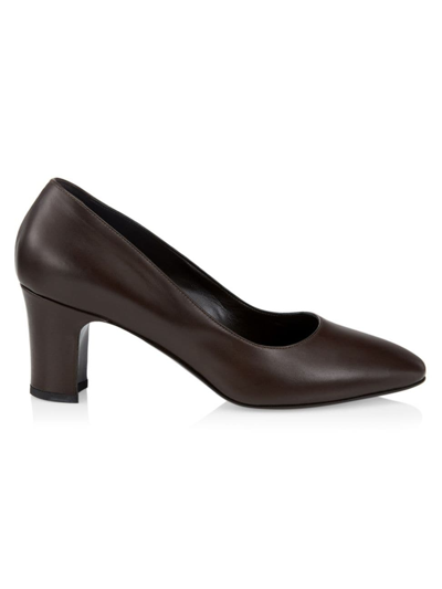 The Row Women's Luisa 65mm Leather Block-heel Pumps In Dark Brown