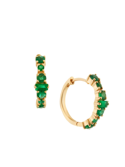 Ileana Makri Women's Rivulet 18k Yellow Gold & Emerald Hoop Earrings