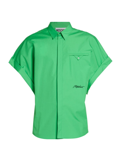 Moschino Men's Signature Logo Button-front Shirt In Green