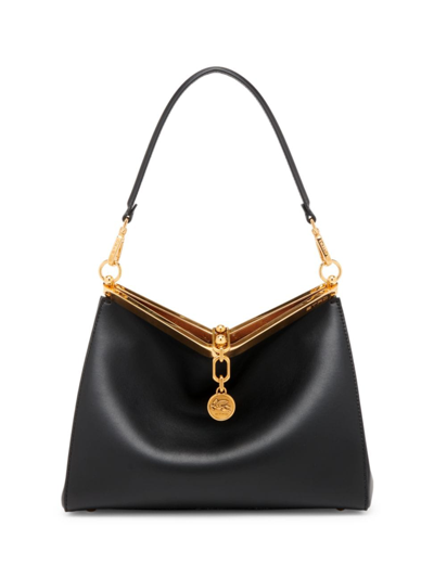 Etro Women's Medium Vela Leather Shoulder Bag In Nero