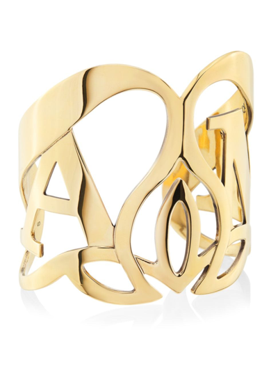 Alexander Mcqueen Women's Goldtone Monogram Cuff In Light Antique Gold