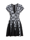 Balmain Short-sleeve Python Jacquard-knit Skater Dress In Black White