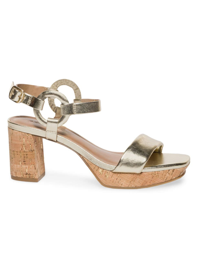 Bernardo Women's Candace Metallic Leather Platform Sandals In Champagne