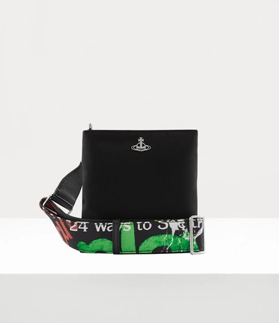 Vivienne Westwood Sq Crossbody Print Strap In Black