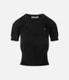 Vivienne Westwood Orb Embroidered Short-sleeved Knit Top In Black