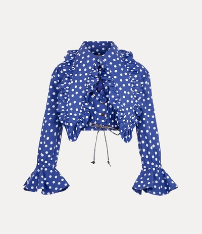 Vivienne Westwood Heart Printed Cotton Cropped Shirt In Polka-dots