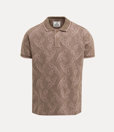 Vivienne Westwood Cotton Orb Print Polo Shirt In Brown