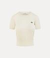 Vivienne Westwood Ribbed Hem Crewneck Top With Short Sleeves In Cream