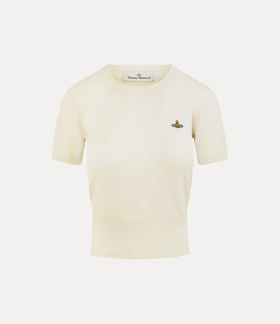 Vivienne Westwood Ribbed Hem Crewneck Top With Short Sleeves In White
