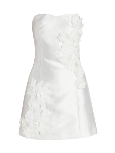 Elliatt Women's Walter Floral Applique Satin Minidress In Ivory