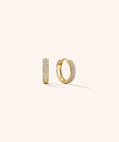 Mejuri Pave Diamond Bold Small Hoops In Yellow