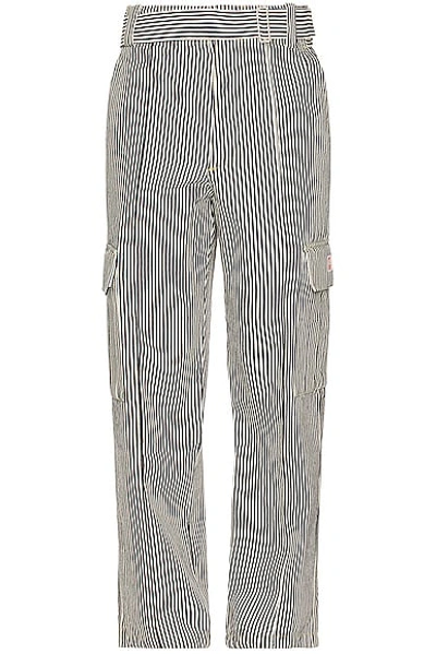 Kenzo Striped Army Straight Jeans In Rinse Blue