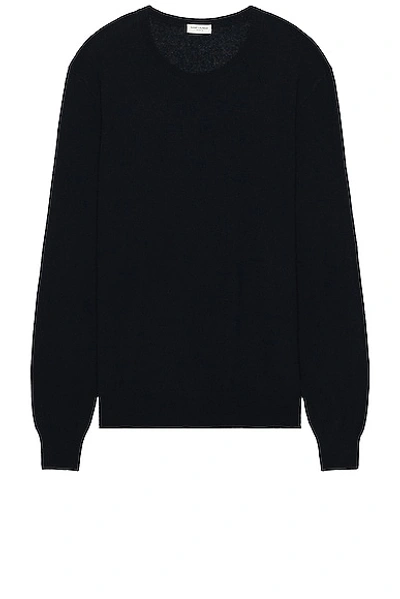 Saint Laurent Pull Col Rond In Bleu Nuit