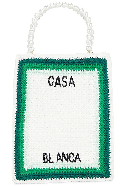 Casablanca Cotton Mini Crochet Bag In Green & Multi