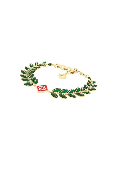 Casablanca Laurel Leaf Bracelet In Gold / Green / Red