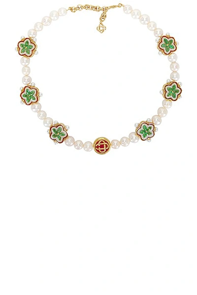 Casablanca Men's Futuro Optimisto Gradient Flower Necklace In Brass Gold Pearl