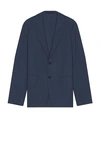 Theory Clinton Blazer In Printed Precision Ponte In New Klein Blue Multi