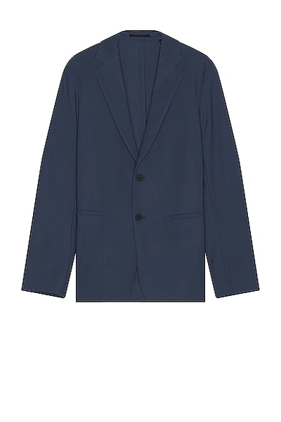 Theory Clinton Blazer In Printed Precision Ponte In New Klein Blue Multi