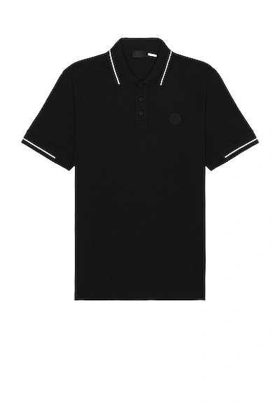 Moncler Short Sleeve Polo In Black