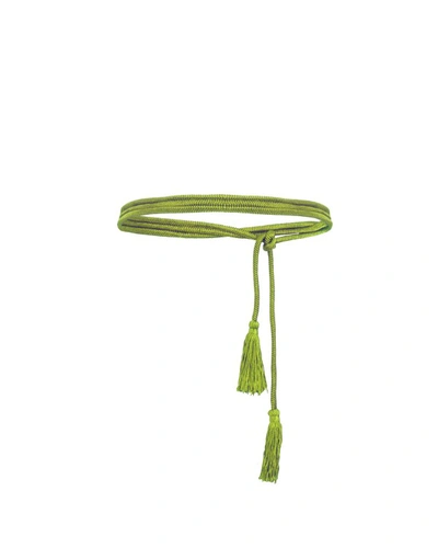 Gemy Maalouf Wraparound Lime Belt With Tassels - Accessories In Green