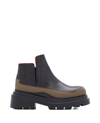 PLAN C BRUSH LEATHER TRACK ANKLE BOOTS