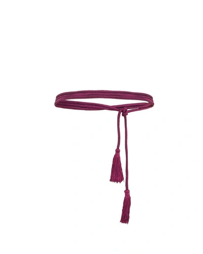 Gemy Maalouf Wraparound Purple Belt With Tassels - Accessories