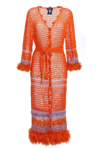 Andreeva Orange Handmade Crochet Cardigan-dress