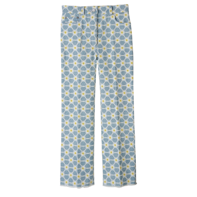 Longchamp Embroidered Denim Trousers In Ciel