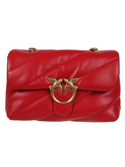 Pinko Love Puff Quilted Shoulder Bag In Red