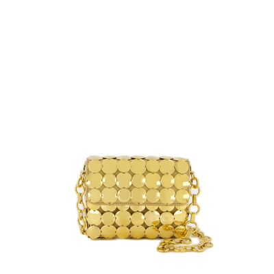 Rabanne Paco  Metallic Quilted Shoulder Bag In Gold