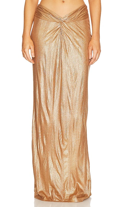 Auteur Uma Twisted Skirt In Metallic Gold