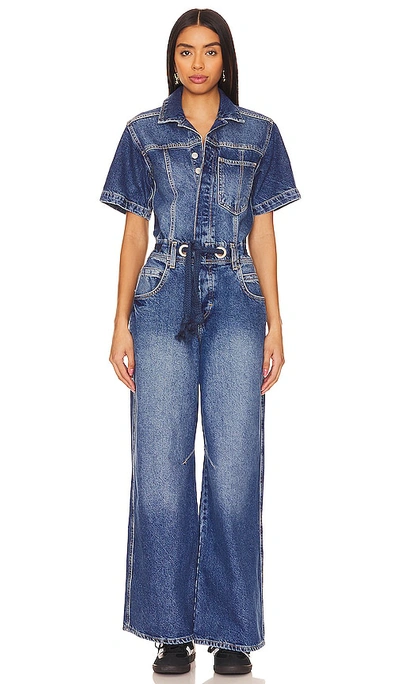 Free People Edison Wide Leg Coverall In Blue