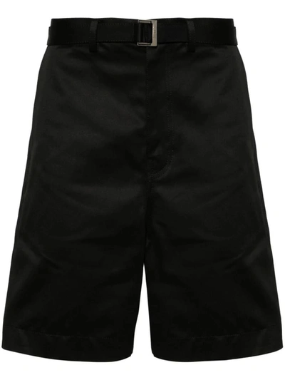 Sacai Wide-leg Cotton Chino Shorts In Black