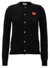 Comme Des Garçons Play Overlapping Heart Wool Cardigan In Black