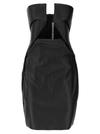 Rick Owens Prong Cutout Coated Denim Bustier Dress In Black