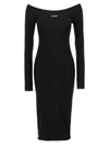 Off-white Lightweight Knit Midi Dress In White/black