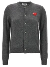 Comme Des Garçons Play Heart Patched Buttoned Cardigan In Gray