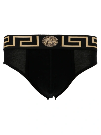 Versace 2-pack Low-waisted Briefs In Nero E Oro