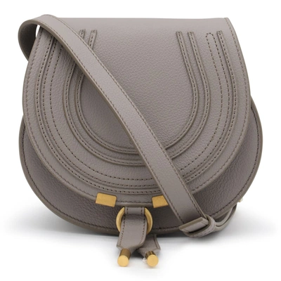 Chloé Marcie Small Leather Shoulder Bag In Grey