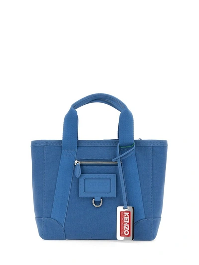 Kenzo Small Cotton Tote Bag In Blue