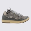 LANVIN LANVIN GREY LEATHER CURB SNEAKERS