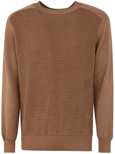 Zegna Cotton And Silk Crew Neck Clothing In Brown