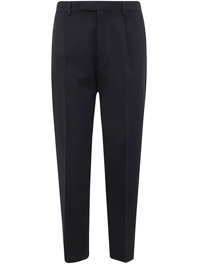 Zegna Black Cotton And Wool Double Pleat Pants
