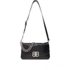 Balenciaga Medium Bb Soft Flap Leather Shoulder Bag In Black