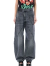 Jw Anderson Twisted Grey Wide-leg Oversized Jeans In Grey
