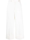 Thom Browne High-waisted Wide-leg Trousers In White