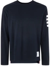THOM BROWNE THOM BROWNE LONG SLEEVE TEE WITH 4 BAR STRIPE IN MILANO COTTON CLOTHING